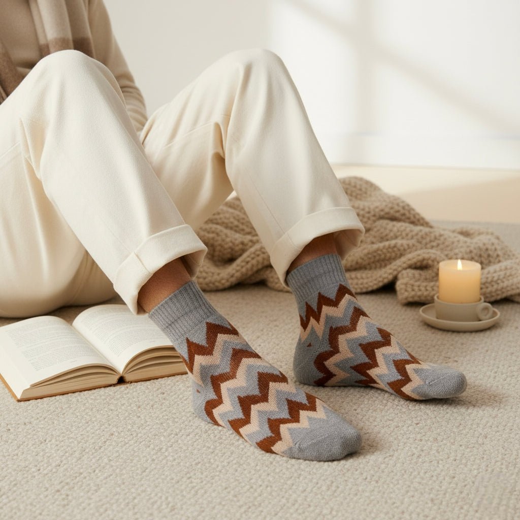 Winter Chevron: Vibrant Warmth - Sockscarving - Feel The Comfort