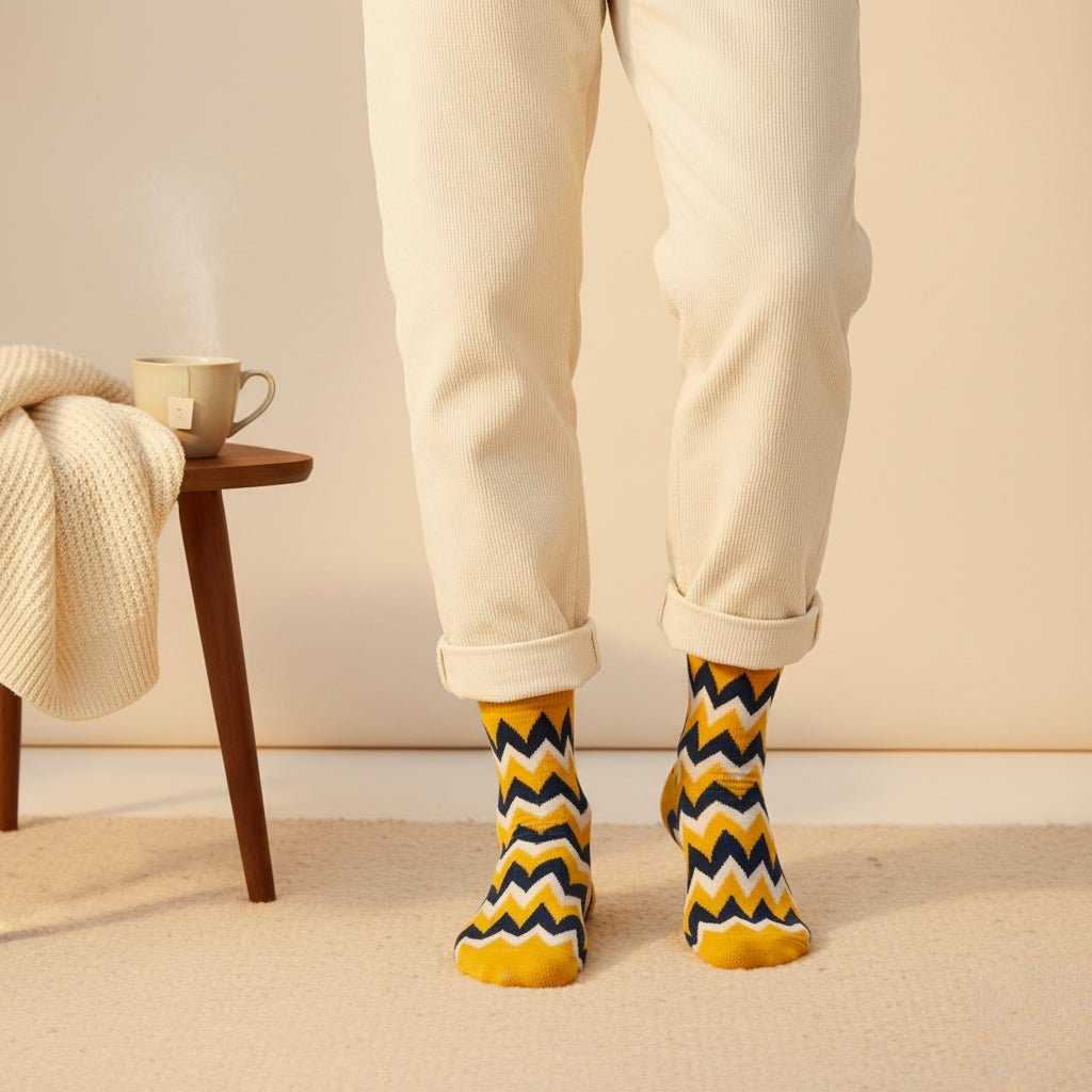 Winter Chevron: Vibrant Warmth - Sockscarving - Feel The Comfort