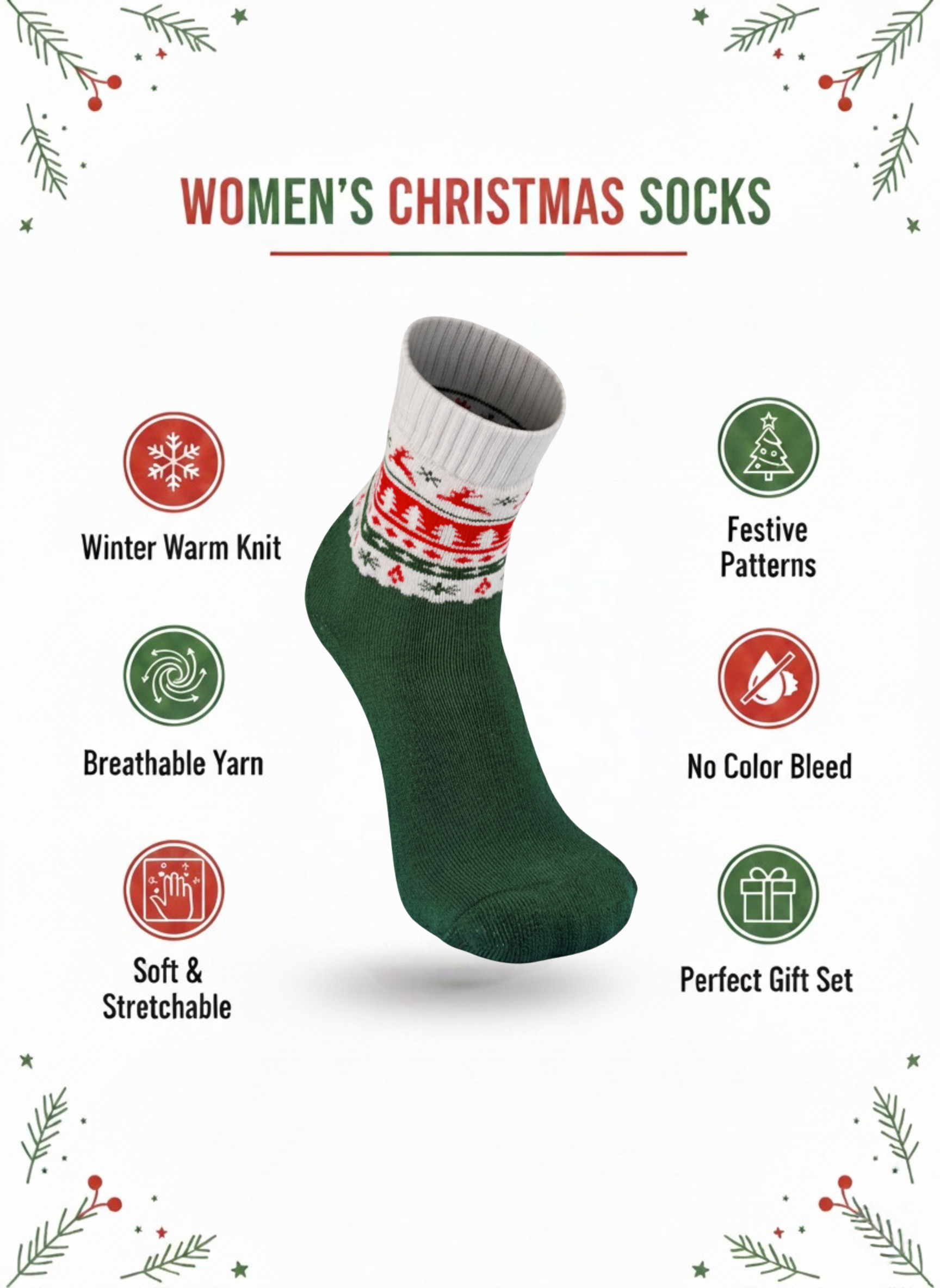 Jingle Bell Cozy Socks (5-Pack)