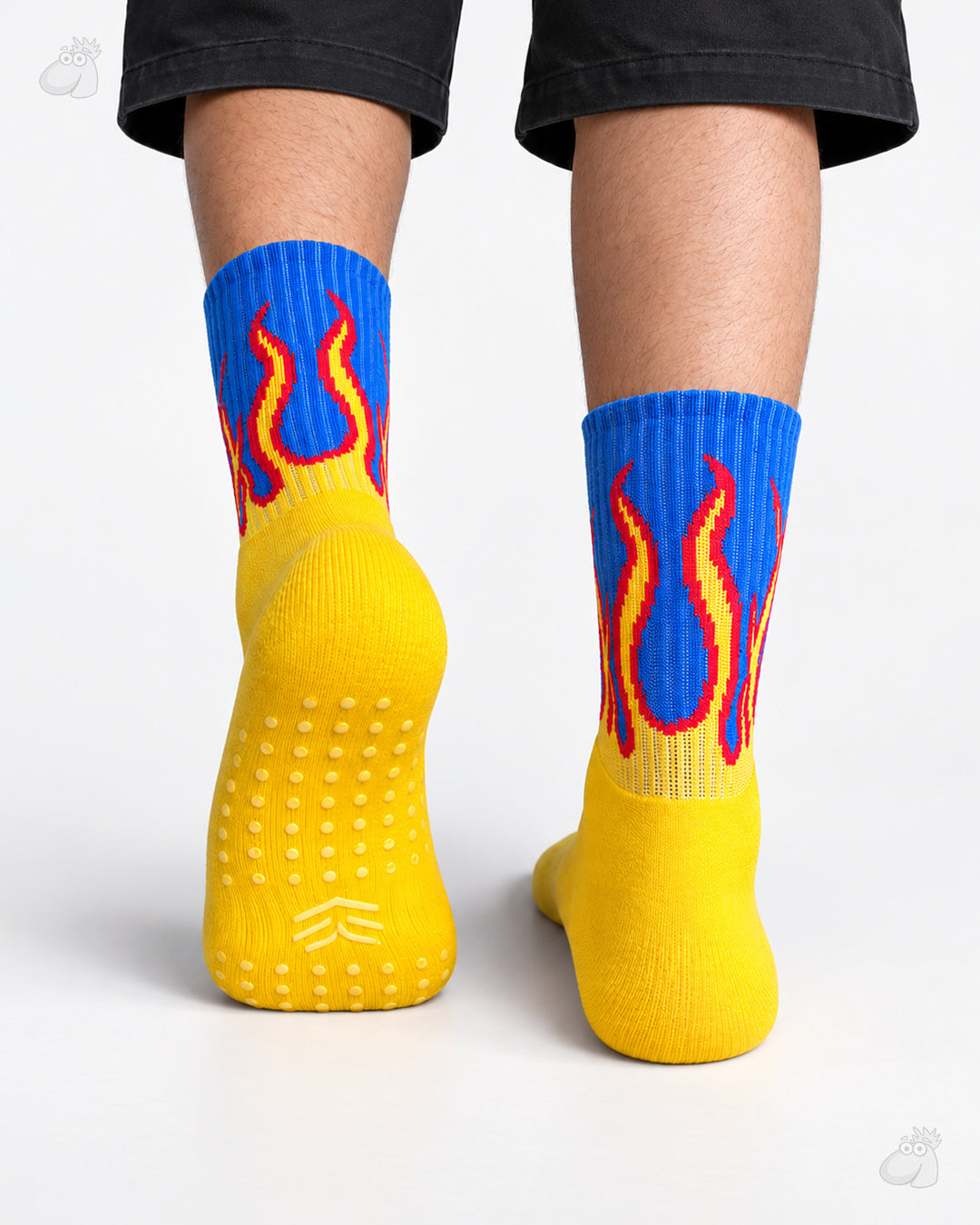 Studio Fire Edition Yoga/Pilates Socks - YELLOW/BLUE- RED FLAMES