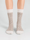 Safari- Ivory Leopard Ultra Light Designer Crew Sock
