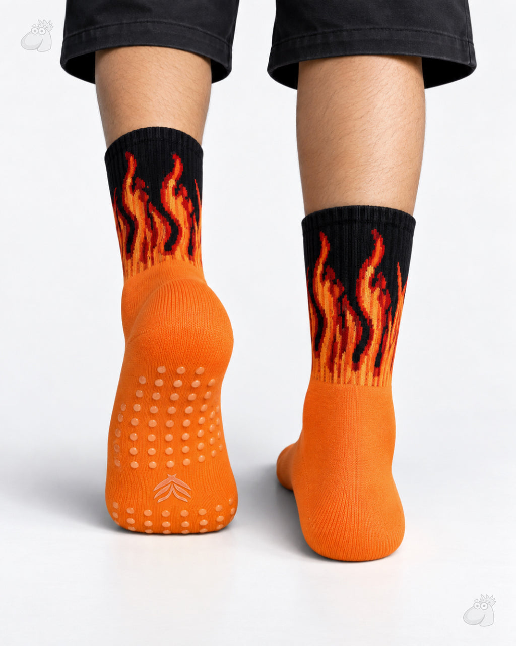 Studio Fire Edition Yoga/Pilates Socks - ORANGE/BLACK - RED FLAMES