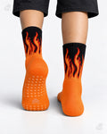 Studio Fire Edition Yoga/Pilates Socks - ORANGE/BLACK - RED FLAMES