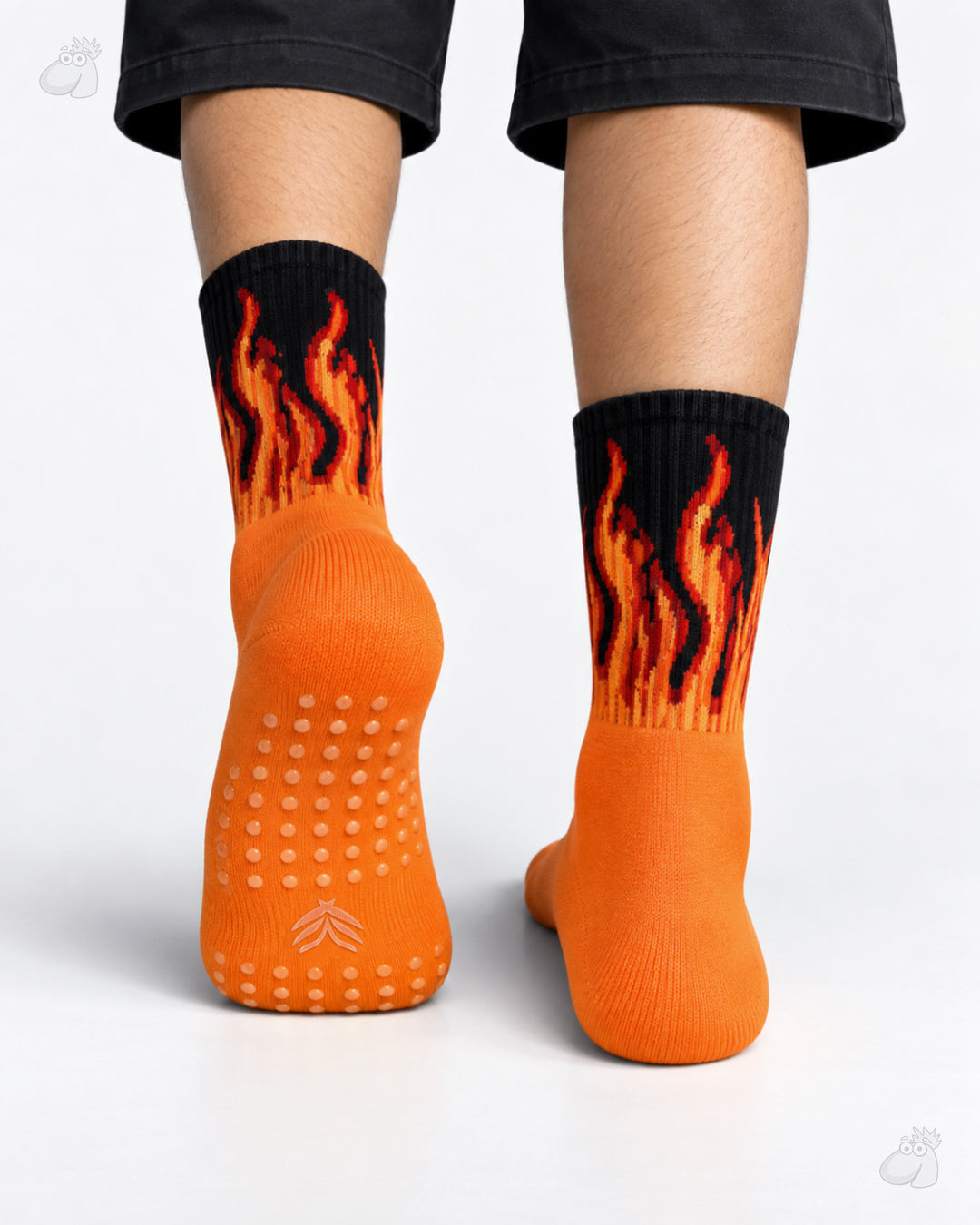 Studio Fire Edition Yoga/Pilates Socks - ORANGE/BLACK - RED FLAMES