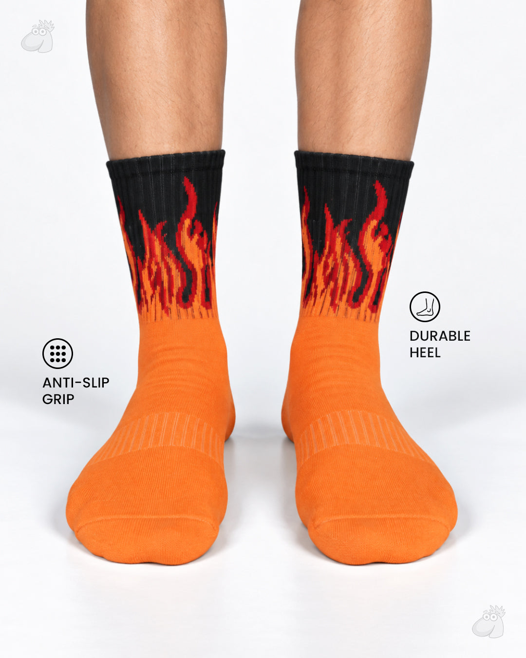 Studio Fire Edition Yoga/Pilates Socks - ORANGE/BLACK - RED FLAMES