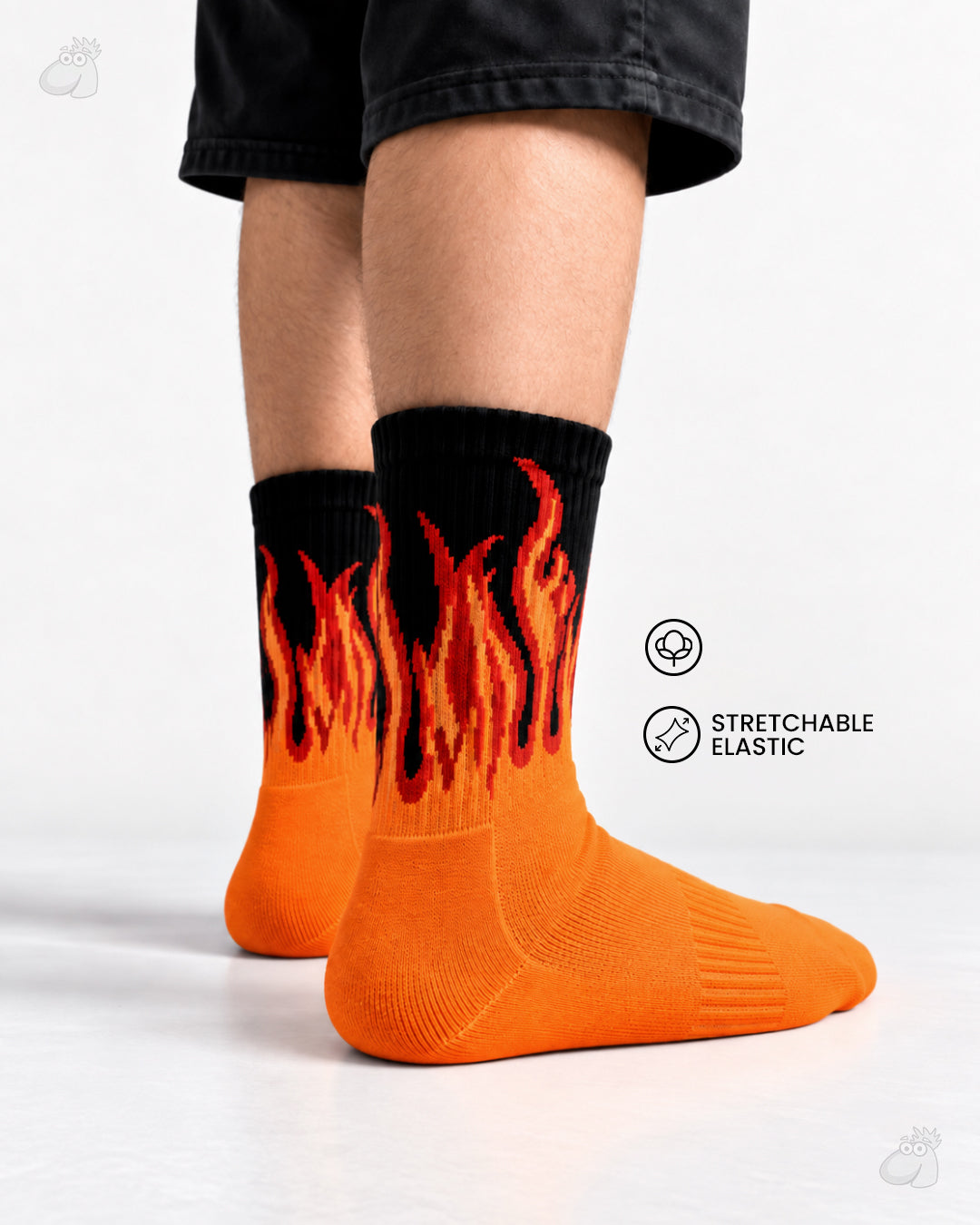 Studio Fire Edition Yoga/Pilates Socks - ORANGE/BLACK - RED FLAMES