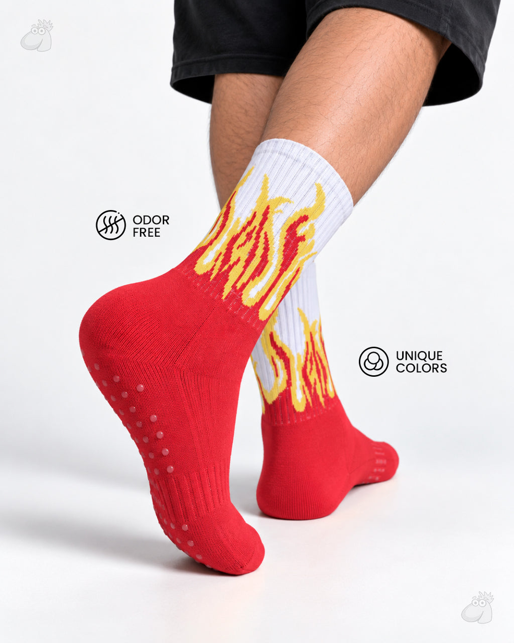 Studio Fire Edition Yoga/Pilates Socks - RED/WHITE- YELLOW FLAMES