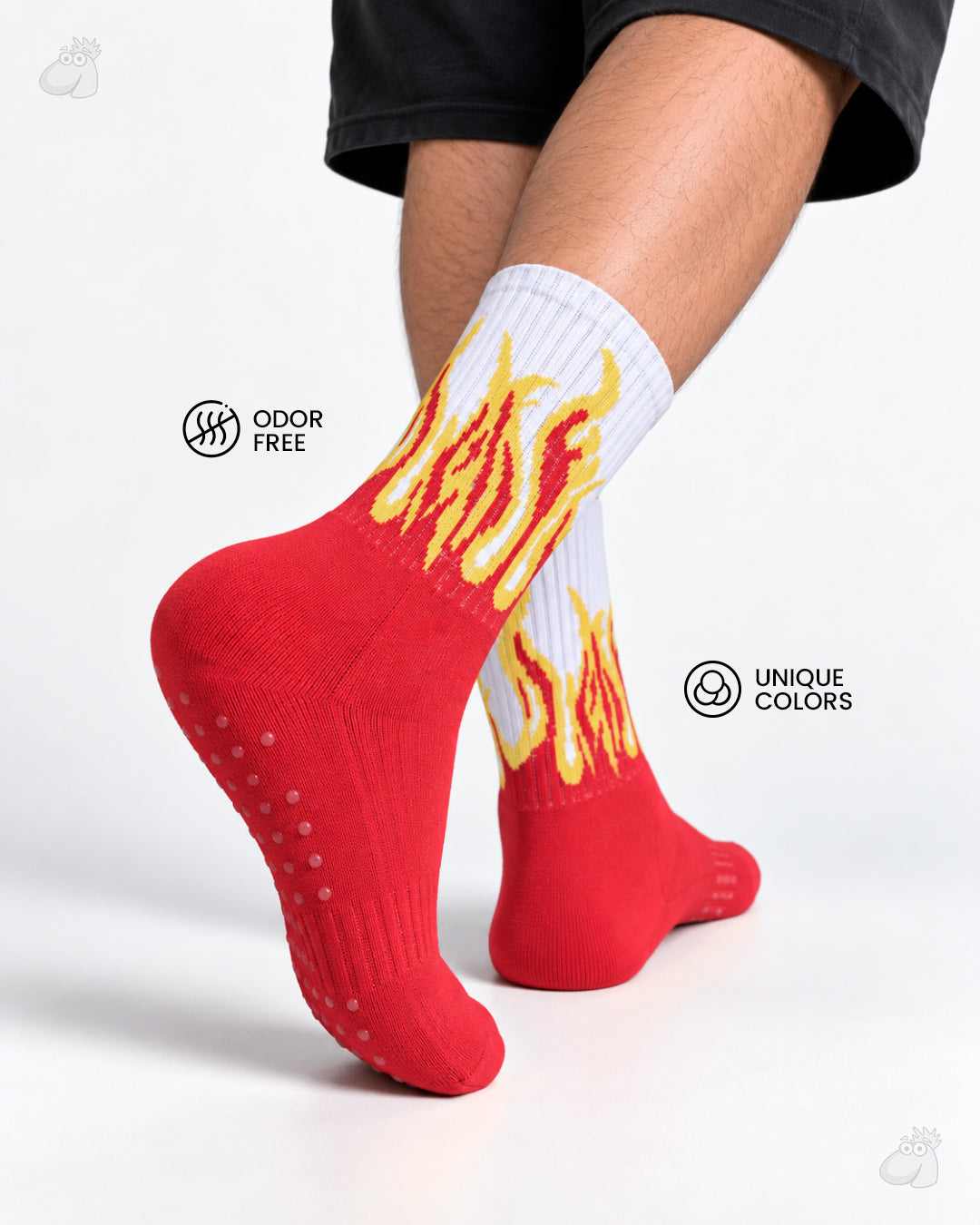 Studio Fire Edition Yoga/Pilates Socks - RED/WHITE- YELLOW FLAMES