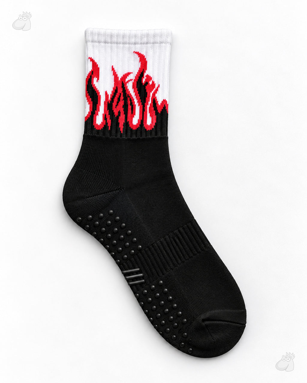 Studio Fire Edition Yoga/Pilates Socks - BLACK/WHITE - RED FLAMES