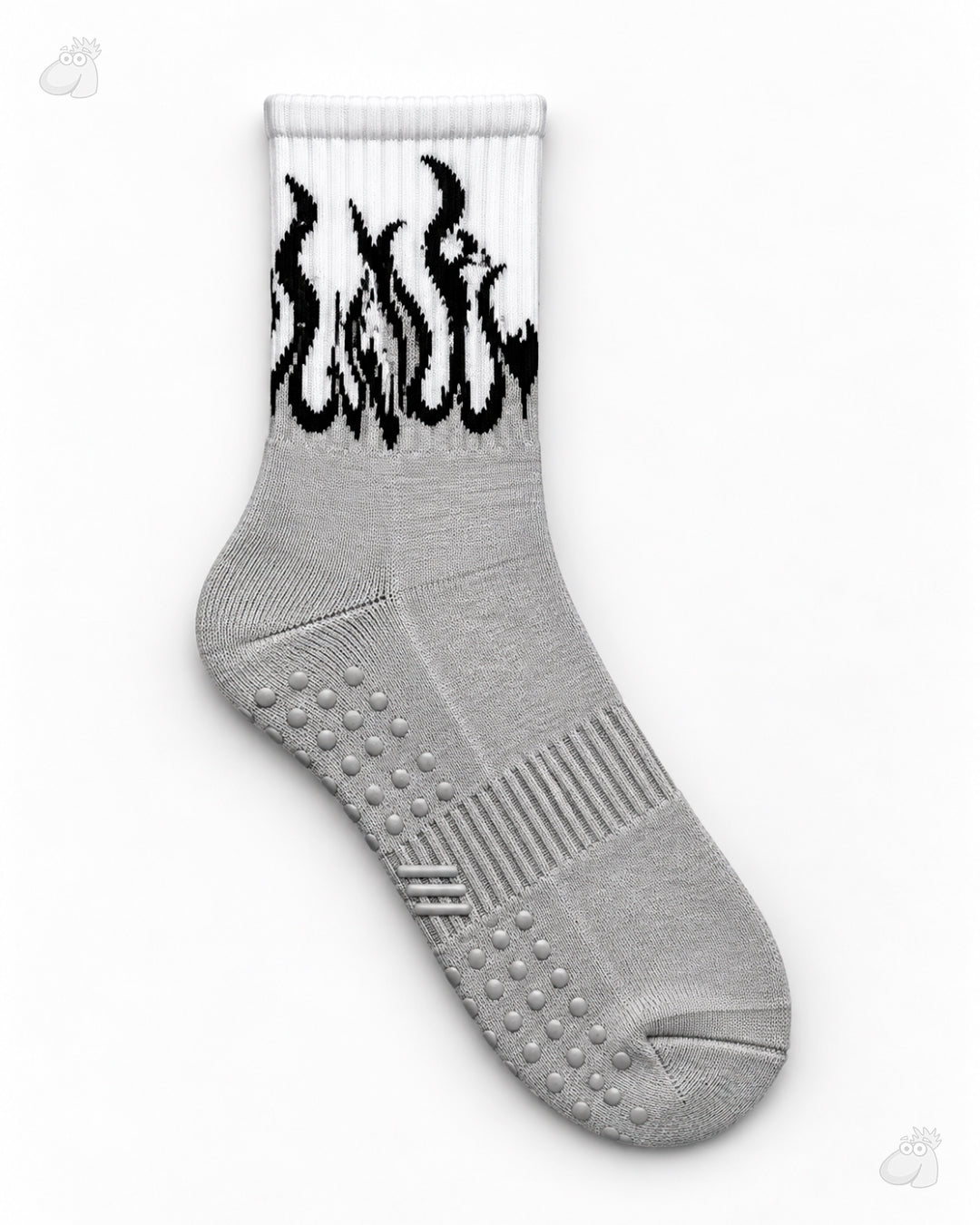 Studio Fire Edition Yoga/Pilates Socks - GREY/WHITE - BLACK FLAMES