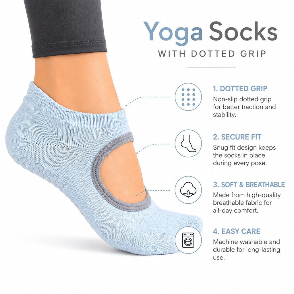 '-Women's Yoga/Pilates Studio Socks- Blue-