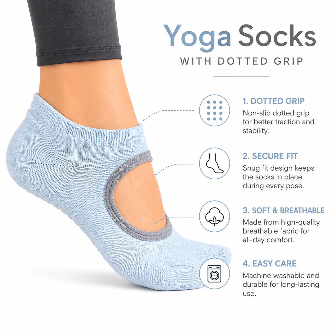 '-Women's Yoga/Pilates Studio Socks- Blue-