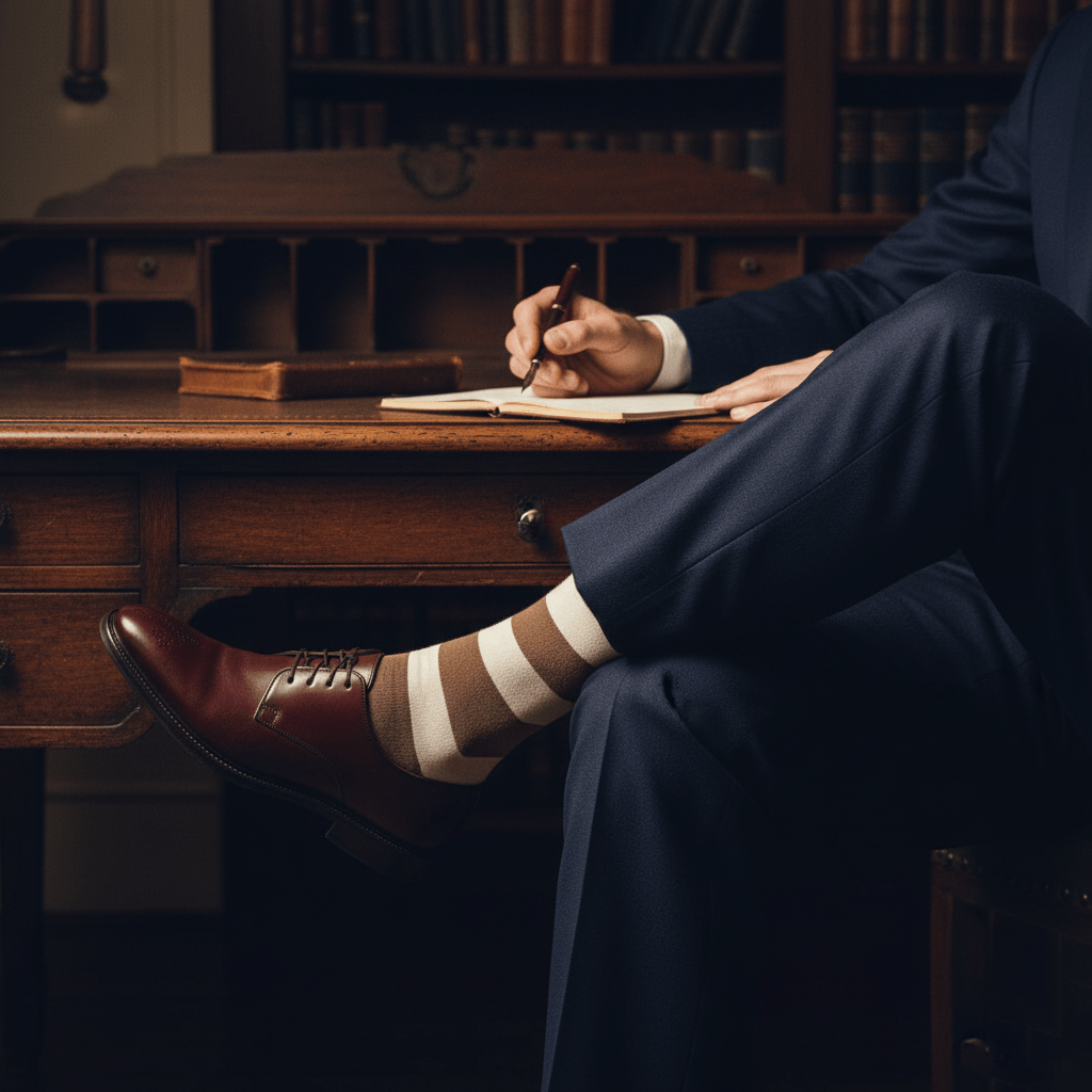 Bamboo Bliss - Brown & Off - White Stripe - Sockscarving - Feel The Comfort