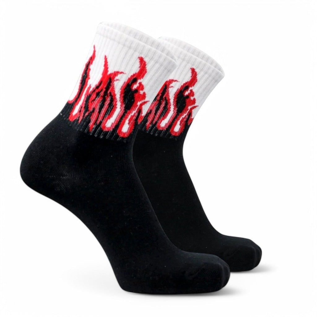 Elemental Blaze - BLACK/WHITE - RED FLAMES - Sockscarving - Feel The Comfort