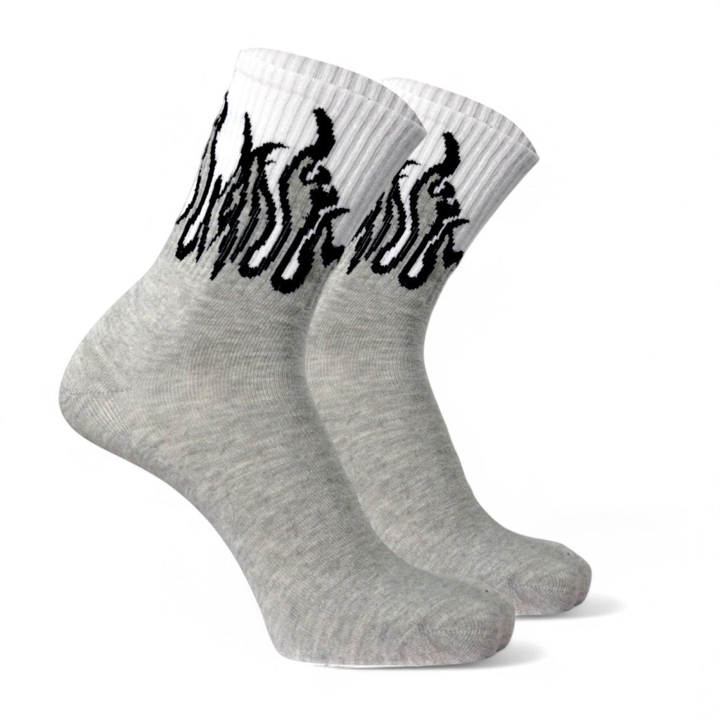 Elemental Blaze - GREY/WHITE - BLACK FLAMES - Sockscarving - Feel The Comfort