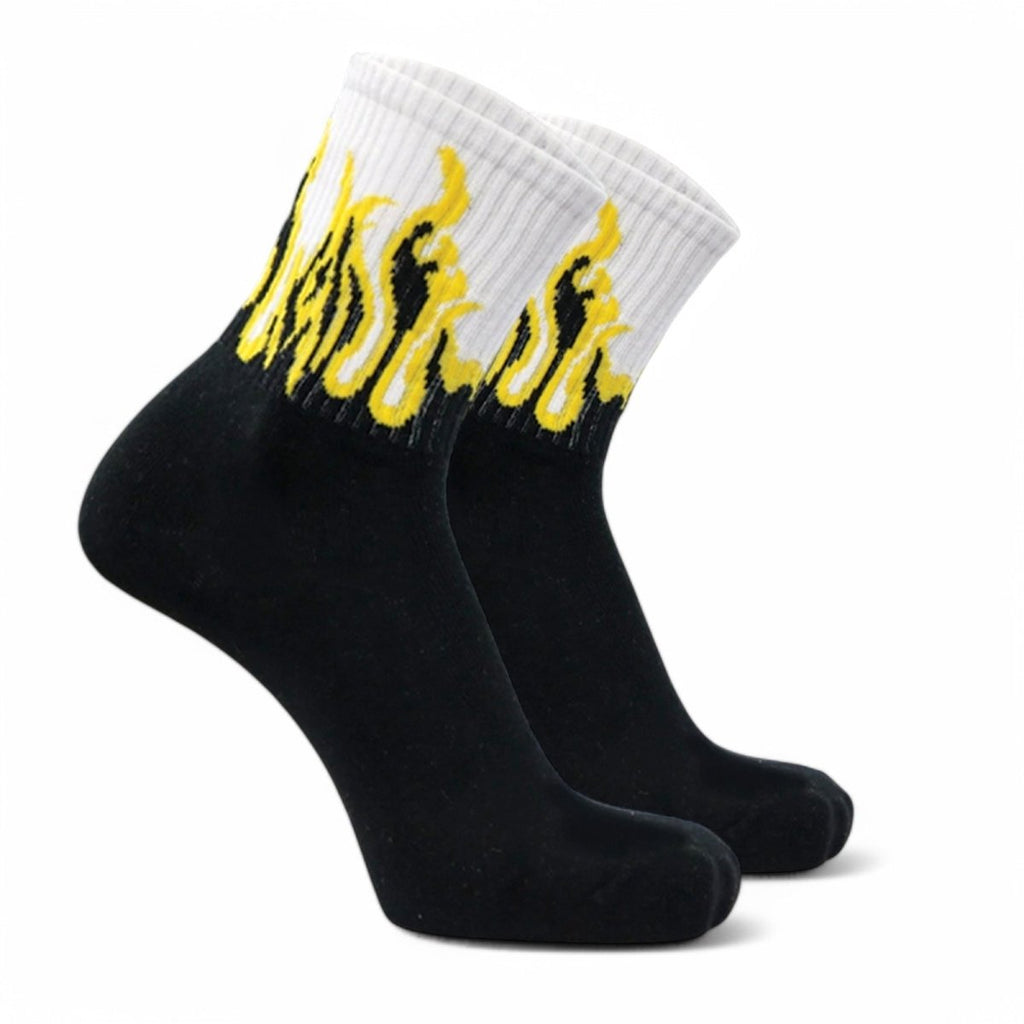 Elemental Blaze - BLACK/WHITE - YELLOW FLAMES - Sockscarving - Feel The Comfort