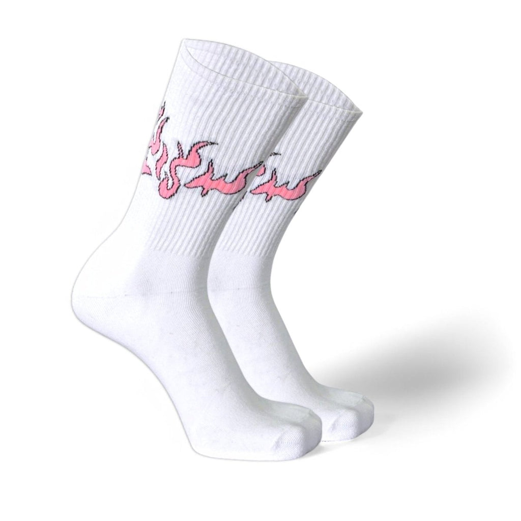 Elemental Flicker: Ignite Your Vibe - WHITE/PINK FLAME - Sockscarving - Feel The Comfort