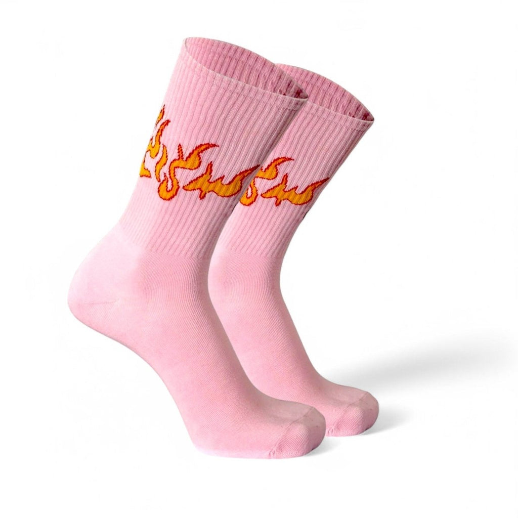 Elemental Flicker: Ignite Your Vibe - PINK/YELLOW FLAME - Sockscarving - Feel The Comfort