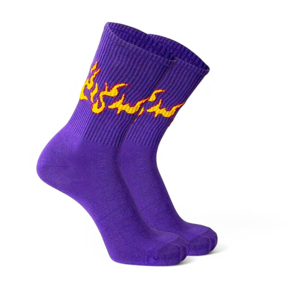 Elemental Flicker: Ignite Your Vibe - PURPLE/YELLOW FLAME - Sockscarving - Feel The Comfort