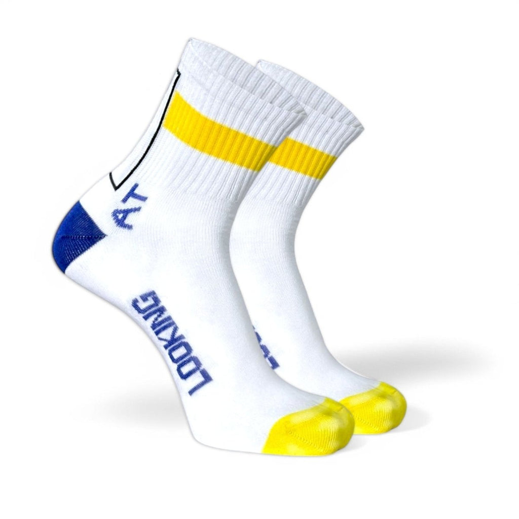 Statement Stride - WHITE/YELLOW - Sockscarving - Feel The Comfort