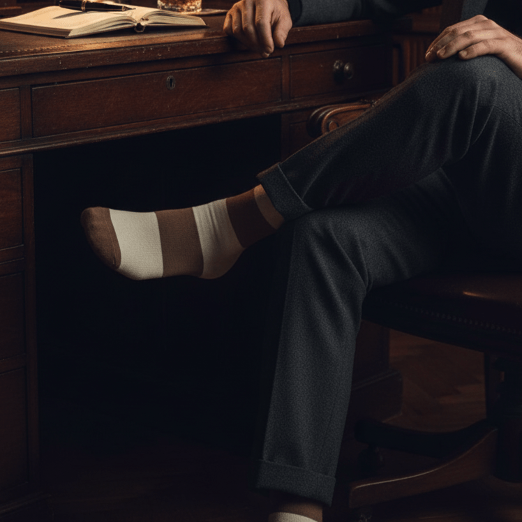 Bamboo Bliss - Brown & Off - White Stripe - Sockscarving - Feel The Comfort