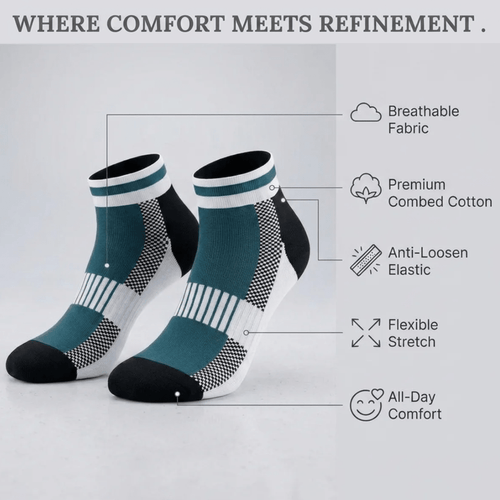 '-Airofit Cushioned Ankle Socks-Green/White-