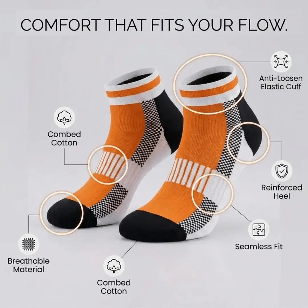 '-Airofit Cushioned Ankle Socks-Orange/White-
