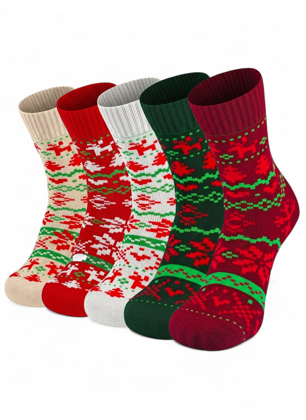 Fireplace Fleece Christmas Socks (5-Pack)