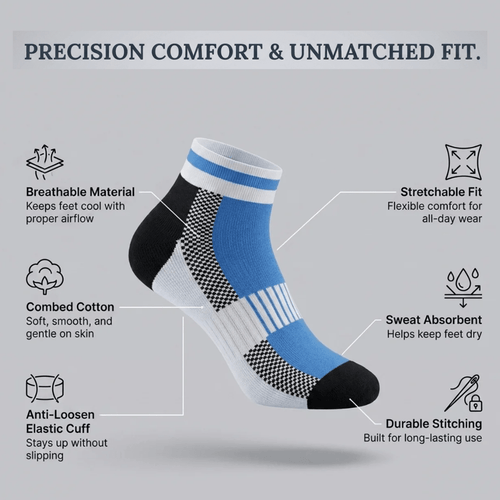 '-Airofit Cushioned Ankle Socks-Light blue/White-