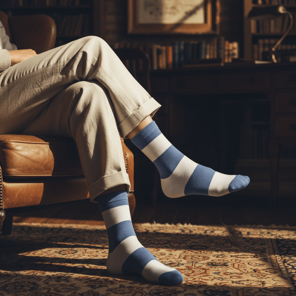Serene Hue - Bombay Grey & White Stripe - Sockscarving - Feel The Comfort