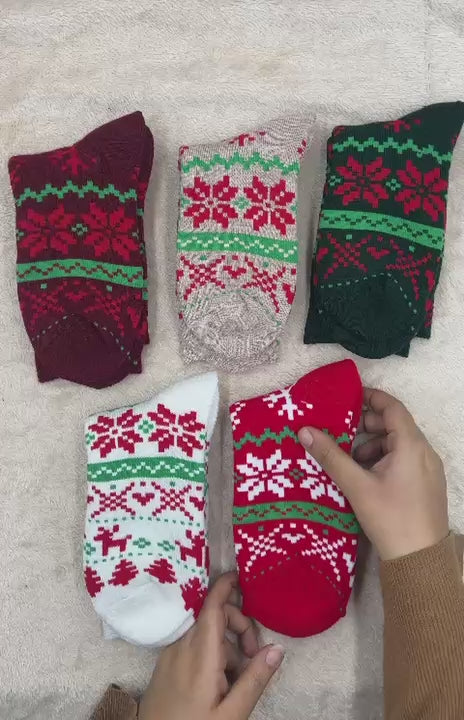Fireplace Fleece Christmas Socks (5-Pack)