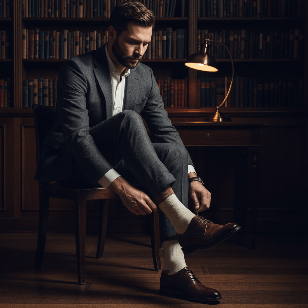 Bamboo Bliss - Off White & Brown Bamboo - Sockscarving - Feel The Comfort